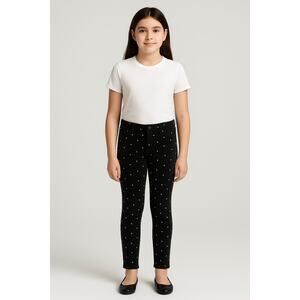 NWT Roebuck & Co. Girls Black Corduroy Pants with Star Embellishments  Size 10